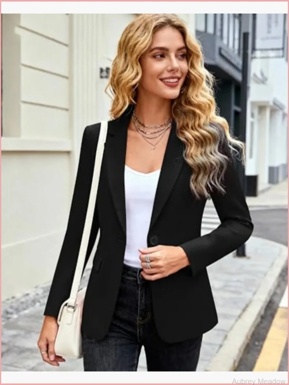 Womens One Button Blazer Long Sleeve Notch Lapel Office Work Jacket Suit with
